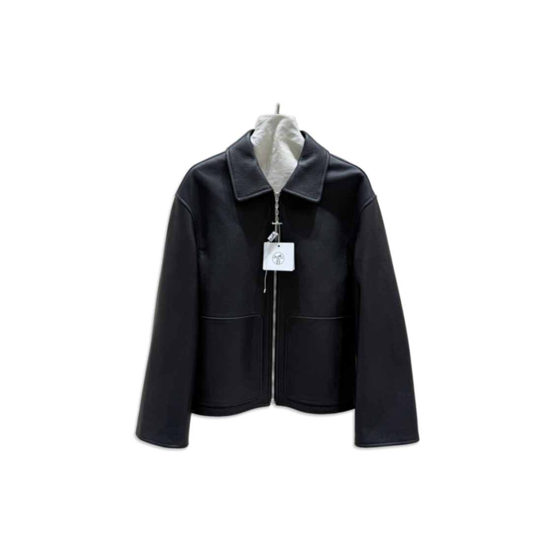 H**me5 collared leather jacket